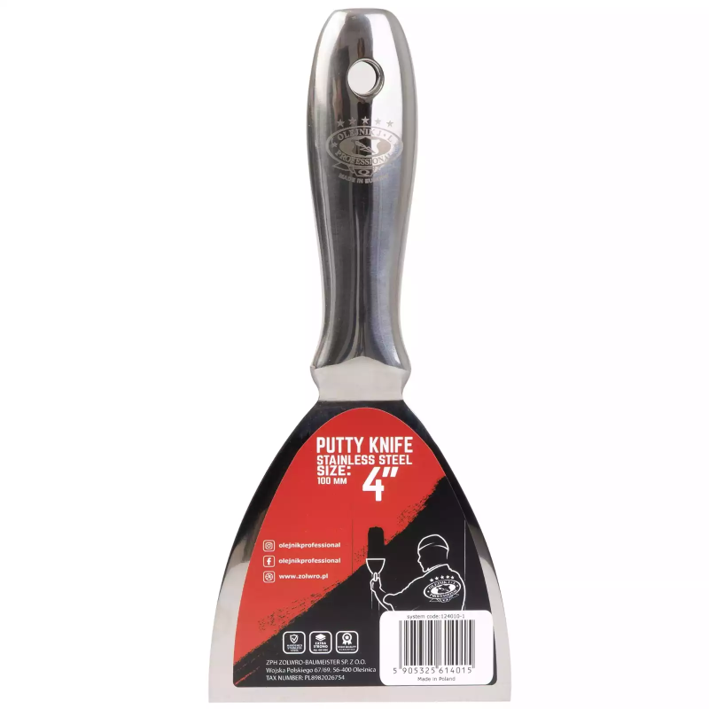 One-piece stainless steel putty knife 101MM OLEJNIK Putty knife