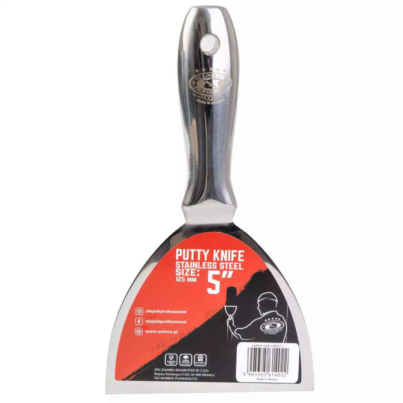 One-piece stainless steel putty knife 127MM OLEJNIK Putty knife