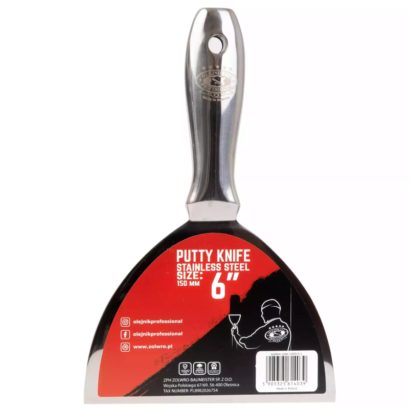 One-piece stainless steel putty knife 152MM OLEJNIK Putty knife