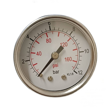 Air pressure gauge 0-12 bar Rear outlet 1/8"