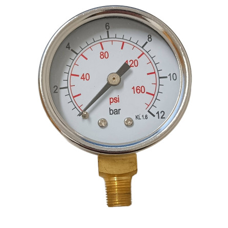 Air Pressure Gauge 0-12 Bar Side Outlet 1/8"