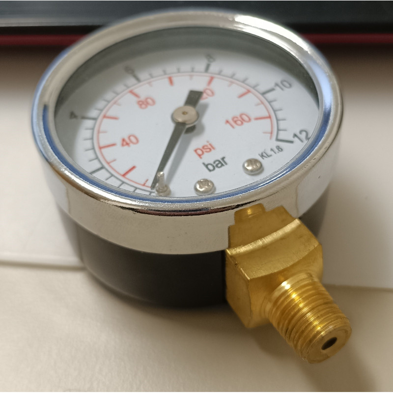 Air Pressure Gauge 0-12 Bar Side Outlet 1/8"
