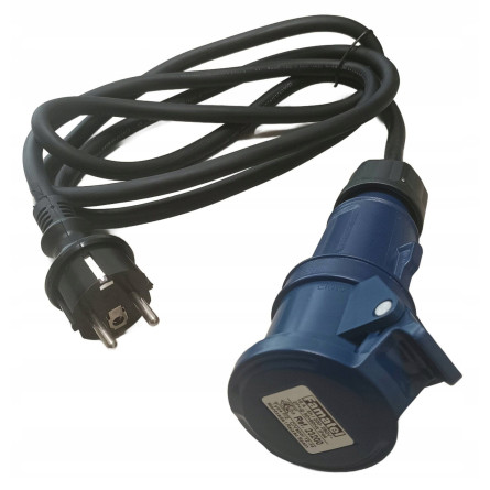 electrical cable 3x1.5mm, length 3m, BLUE socket